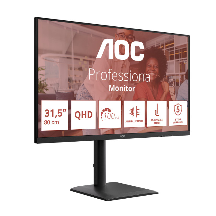 AOC E4 Q32E4U écran plat de PC 80 cm (31.5") 2560 x 1440 pixels Quad HD LED Noir — vue 3