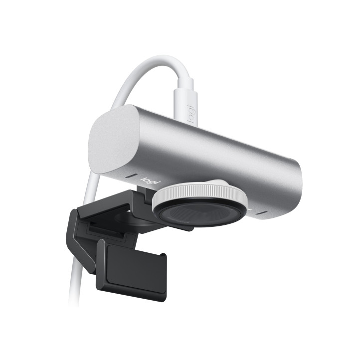 Logitech MX Brio — webcam gris pâle — vue 2