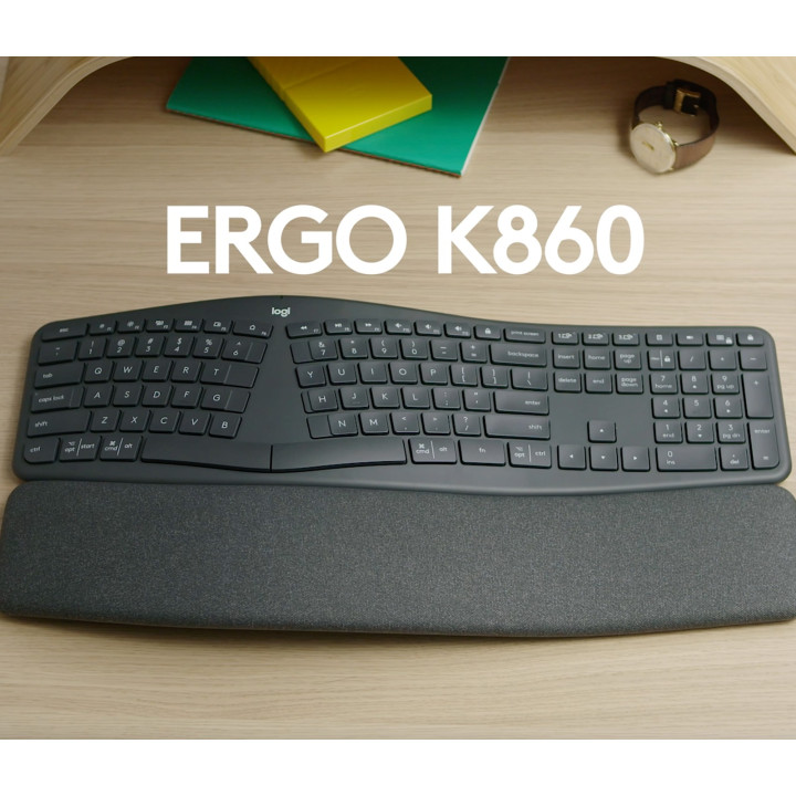 Logitech Ergo K860 — clavier graphite — vue 3