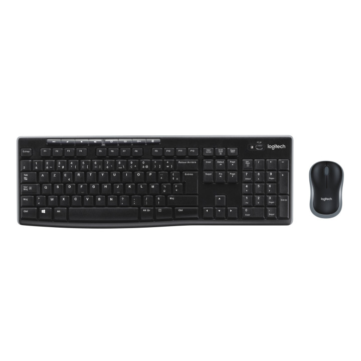 Logitech MK270 — ensemble clavier et souris noir — vue 1