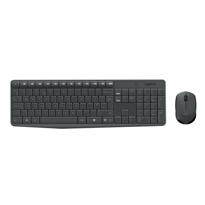 Logitech MK235 Wireless Keyboard and Mouse Combo — ensemble clavier et souris gris — vue 1