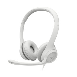 Logitech H390 USB Computer Headset — casque blanc cassé — vue 1