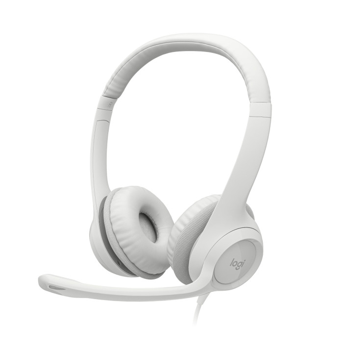 Logitech H390 USB Computer Headset — casque blanc cassé — vue 1