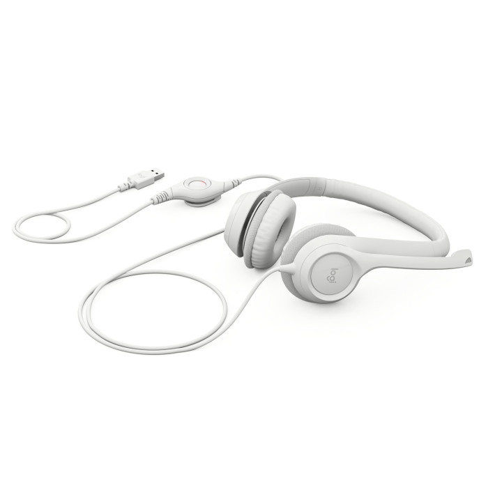 Logitech H390 USB Computer Headset — casque blanc cassé — vue 2