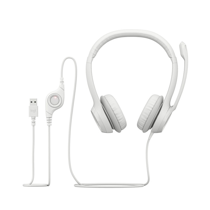 Logitech H390 USB Computer Headset — casque blanc cassé — vue 5