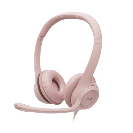 Logitech H390 USB Computer Headset — casque rose — vue 1