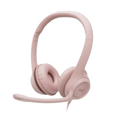 Logitech H390 USB Computer Headset — casque rose