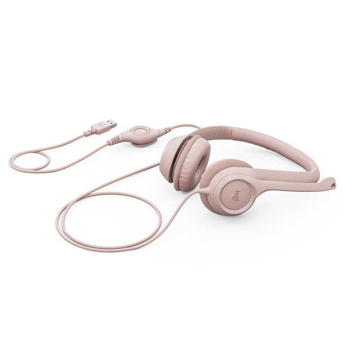 Logitech H390 USB Computer Headset — casque rose — vue 2