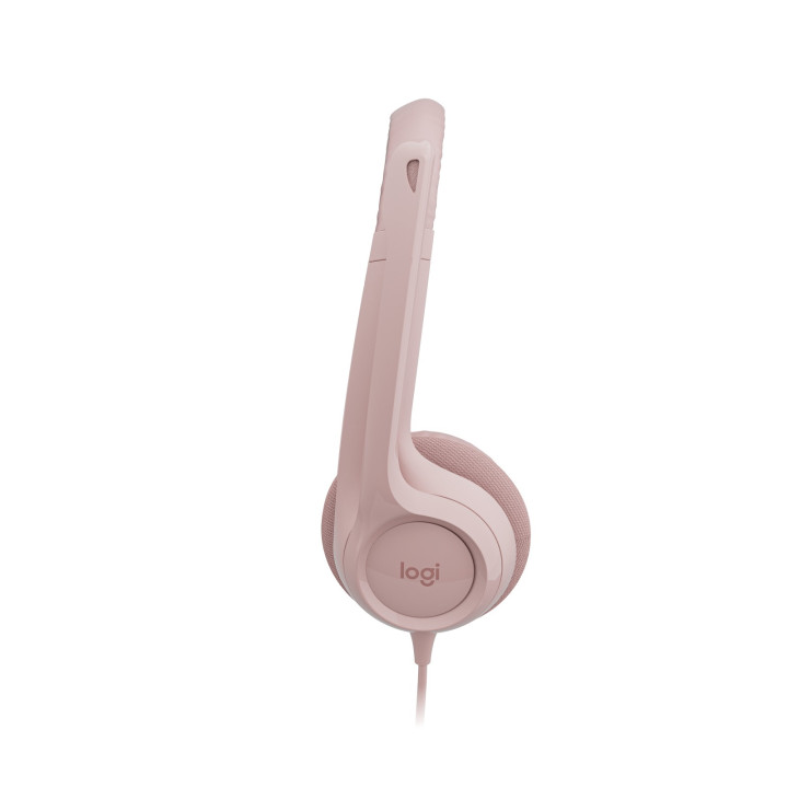 Logitech H390 USB Computer Headset — casque rose — vue 3