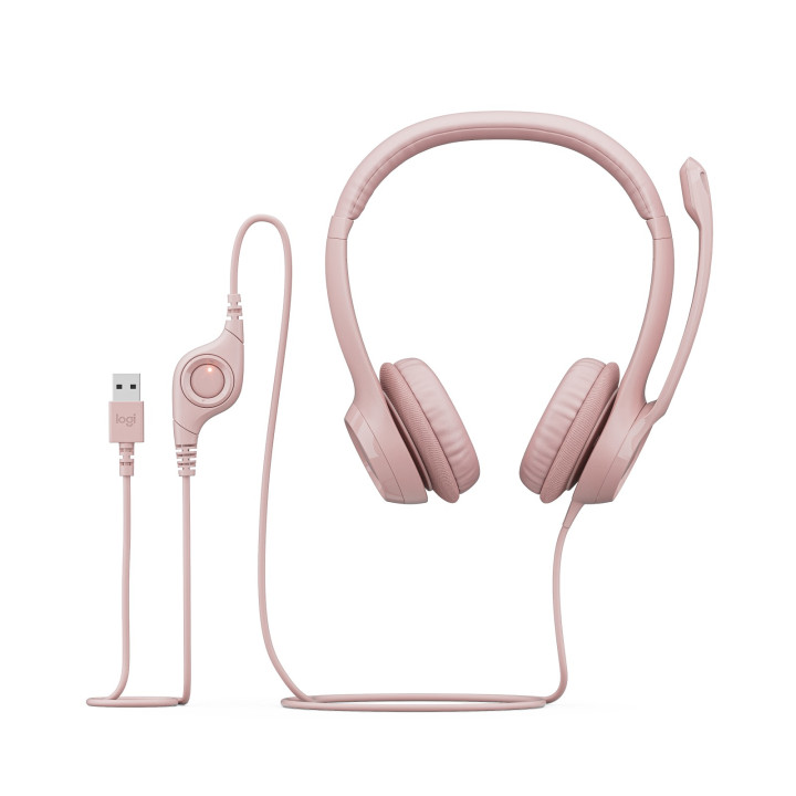 Logitech H390 USB Computer Headset — casque rose — vue 5