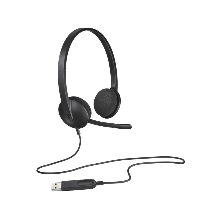 Logitech H340 USB Computer Headset — casque noir — vue 5