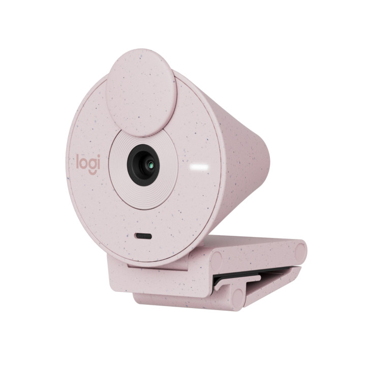 Logitech Brio 300 — webcam rose — vue 3