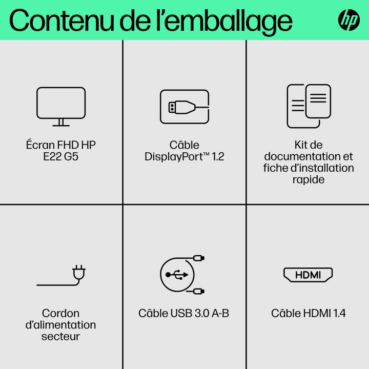 HP E-Series Écran FHD E22 G5 — vue 4
