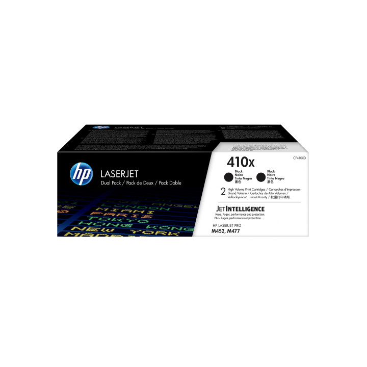 HP 410X LaserJet, lot de 2 cartouches de toner grande capacité authentiques, noir — vue 1