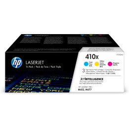 HP 410XLaserJet, lot de 3 cartouches de toner grande capacité authentiques, cyan/magenta/jaune — vue 1