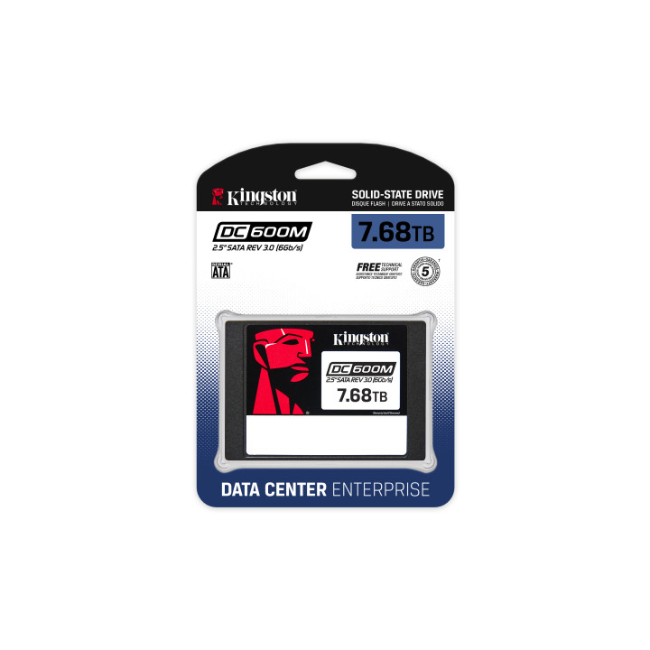Kingston Technology SSD SATA Enterprise DC600M (usage mixte) 2,5” de 7 680 Go — vue 3
