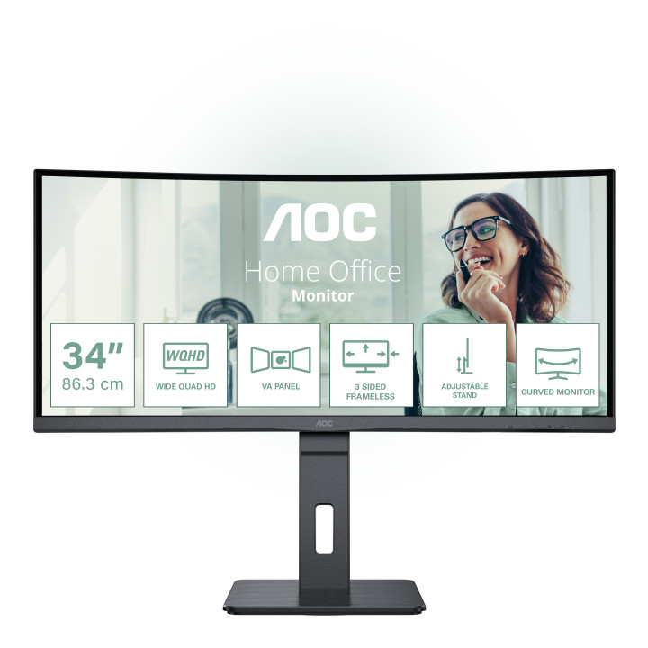 AOC CU34P3CV écran plat de PC 86,4 cm (34") 3440 x 1440 pixels UltraWide Quad HD LED Noir — vue 1