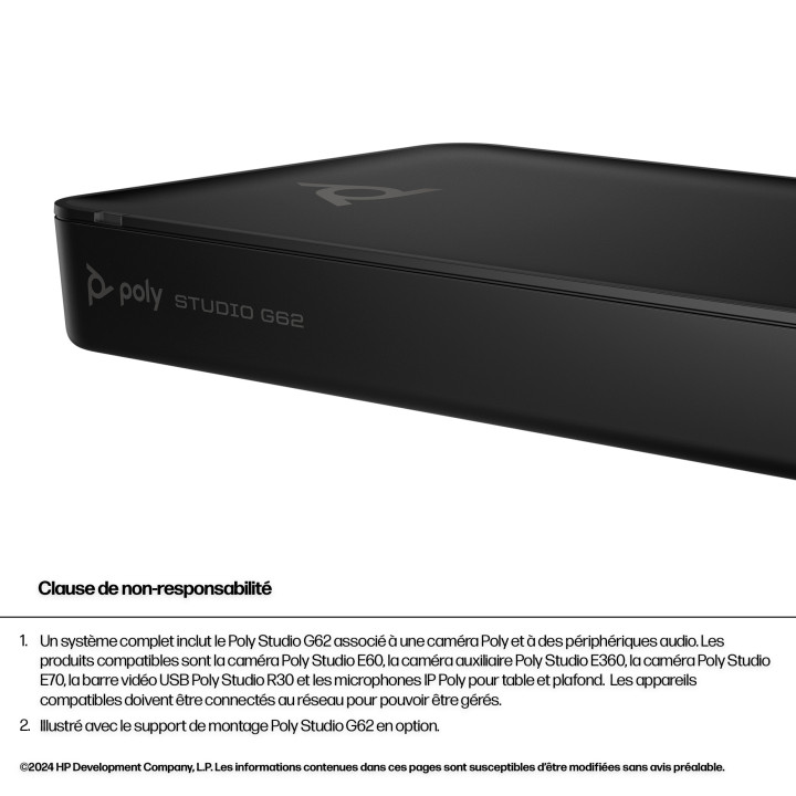 HP Poly Système de visioconférence Poly Studio G62 avec kit de plaque de montage — vue 2