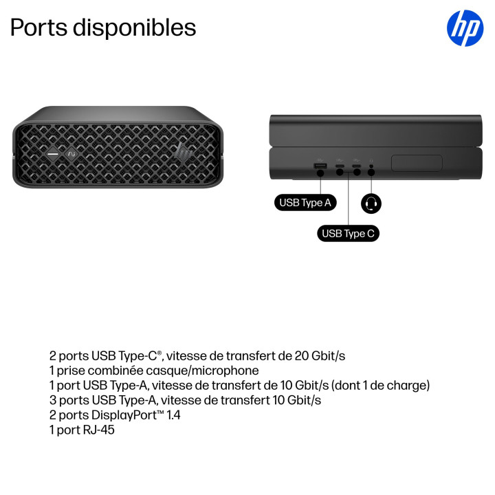 HP Z2 G1i Intel Core Ultra 7 265 16 Go DDR5-SDRAM 1 To SSD Windows 11 Pro Mini PC Station de travail AI Workst — vue 4