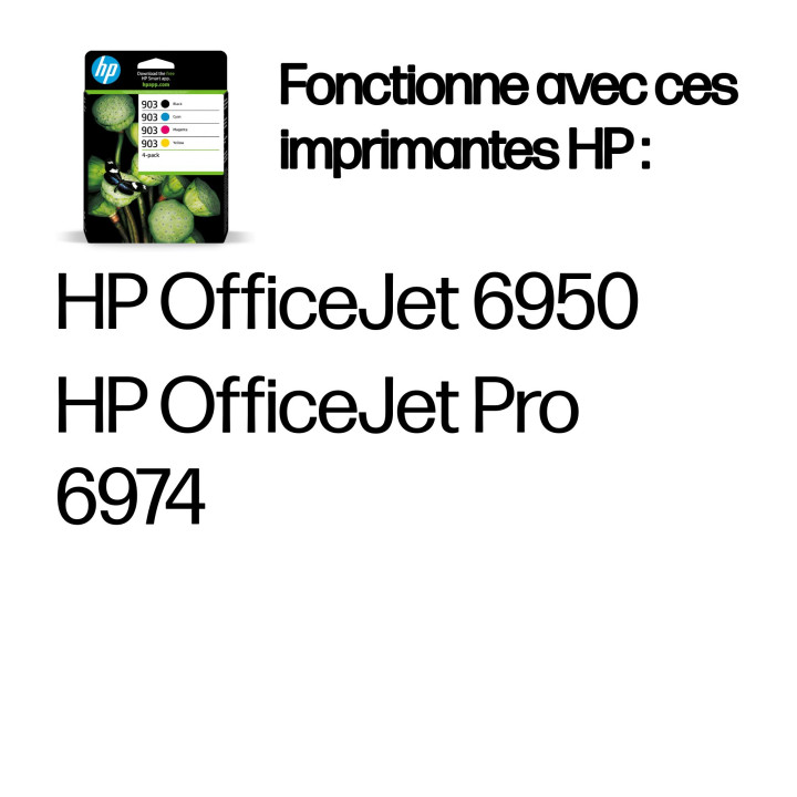 HP 903 Pack de 4 cartouches d'encre Noir/Cyan/Magenta/Jaune authentiques — vue 1