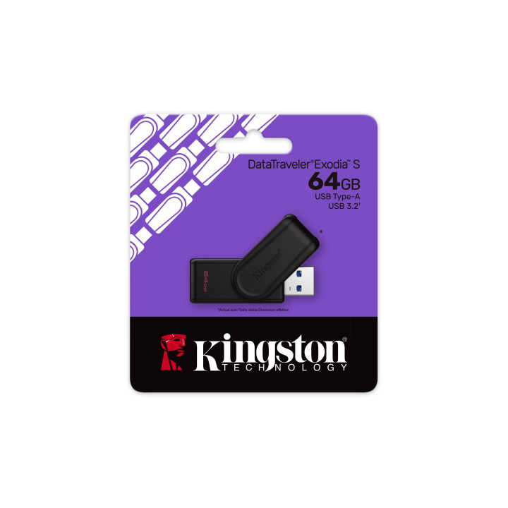 Kingston DataTraveler Exodia S — 64 Go, USB-A — vue 3