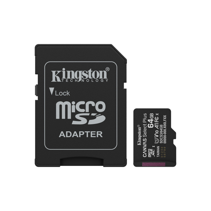 Kingston Canvas Select Plus Gen 3 — 64 Go, microSDXC — vue 1