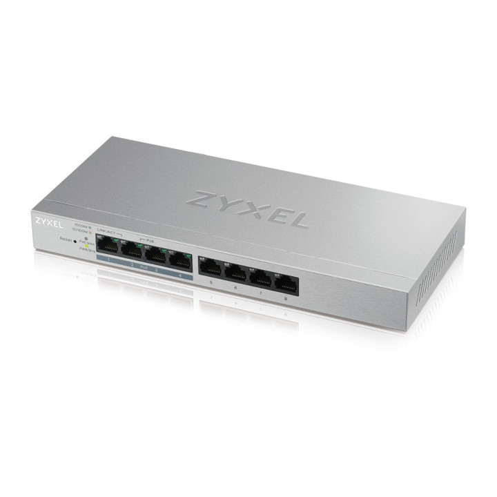 Zyxel GS1200-8HP v2 — Switch Web-Smart 8 ports Gigabit dont 4 ports PoE+ 60W