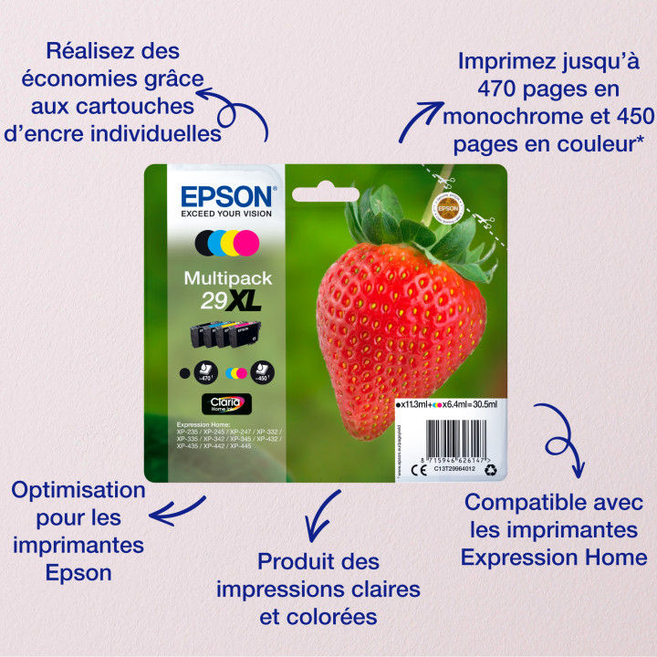 Epson Strawberry Singlepack Cyan 29XL Claria Home Ink — vue 2