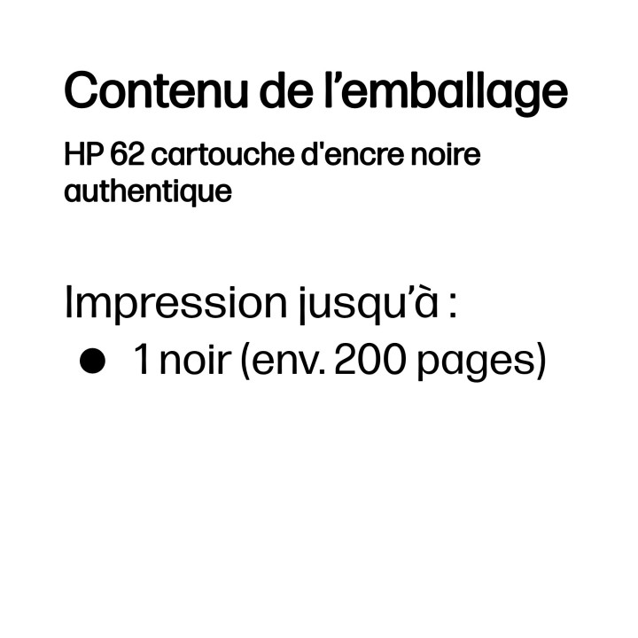 HP 62 cartouche d'encre noire authentique — vue 2