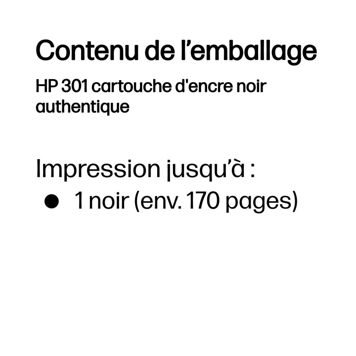 HP 301 cartouche d'encre noir authentique — vue 3