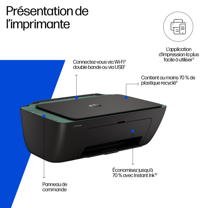 HP DeskJet 2923 Sans fil All-in-One Couleur Imprimante, Instant Ink — vue 3