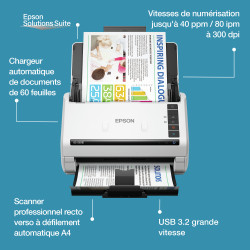 Epson WorkForce DS-530III — Scanner à défilement 40 ppm, recto-verso