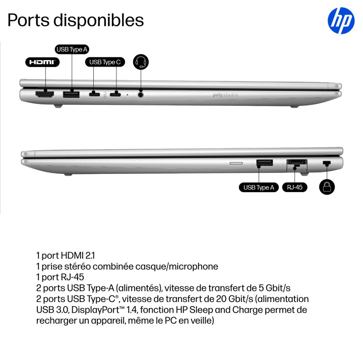 HP ProBook 4 G1i AI Intel Core Ultra 5 225U Ordinateur portable 40,6 cm (16") WUXGA 8 Go DDR5-SDRAM 256 Go SSD — vue 5