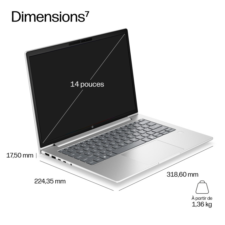 HP DX5X7AT laptop Intel Core 5 Ordinateur portable 35,6 cm (14") WUXGA 16 Go DDR5-SDRAM 512 Go SSD Wi-Fi 6E (8 — vue 3