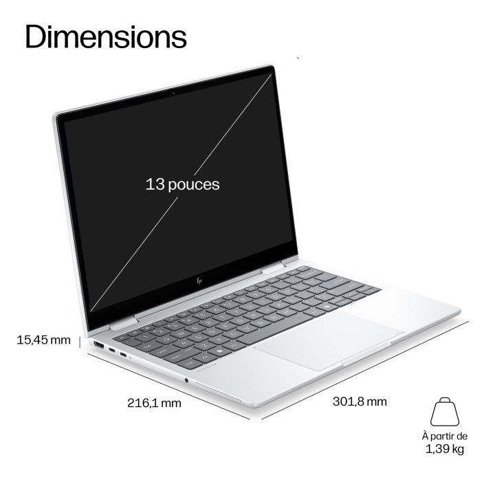 HP E24E1ET laptop Copilot+ PC 325 Ordinateur portable 33,8 cm (13.3") Écran tactile WUXGA 16 Go LPDDR5x-SDRAM  — vue 4
