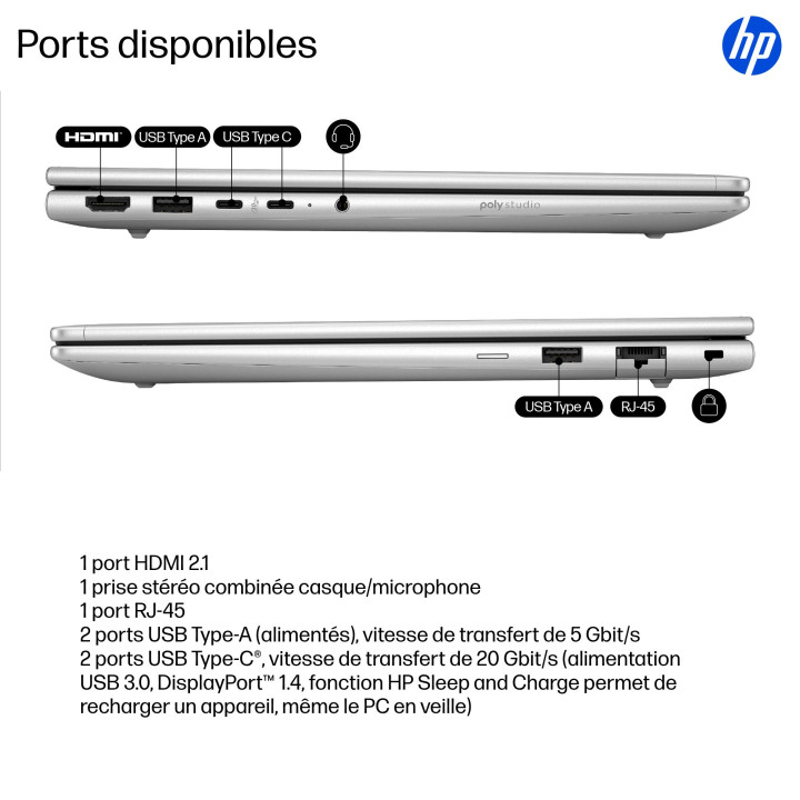 HP ProBook 4 G1i AI Intel Core Ultra 7 255U Ordinateur portable 35,6 cm (14") WUXGA 16 Go DDR5-SDRAM 512 Go SS — vue 4