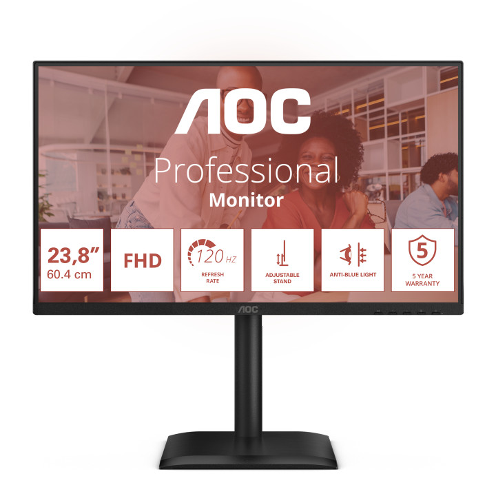 AOC 24E4U écran plat de PC 60,5 cm (23.8") 1920 x 1080 pixels Full HD LED Noir — vue 2