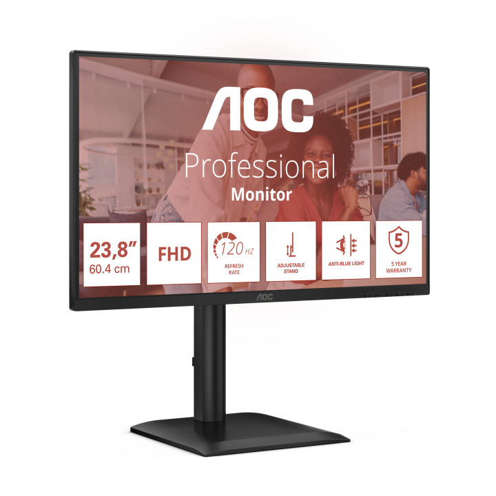 AOC 24E4U écran plat de PC 60,5 cm (23.8") 1920 x 1080 pixels Full HD LED Noir — vue 3