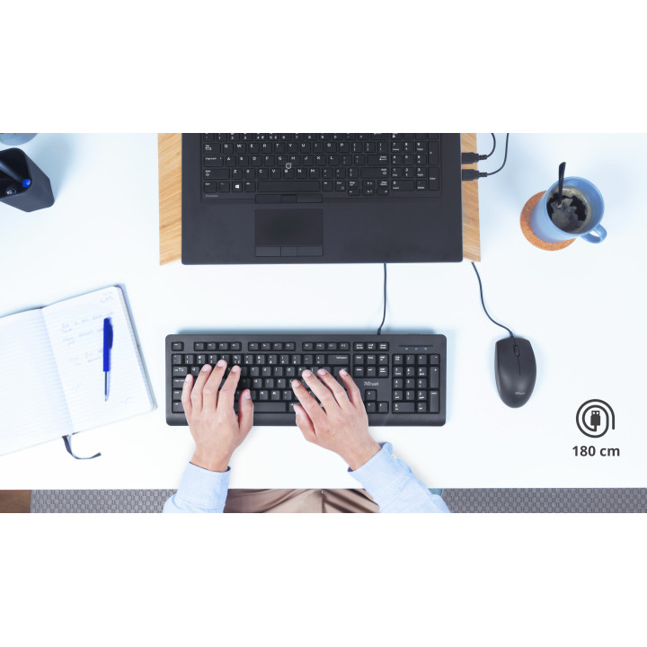 Trust Primo clavier Bureau USB AZERTY Français Noir — vue 5