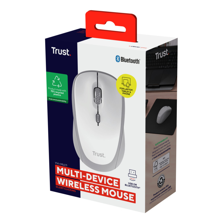 Trust Yvi+ souris Universel Ambidextre RF sans fil + Bluetooth Optique 1600 DPI — vue 5