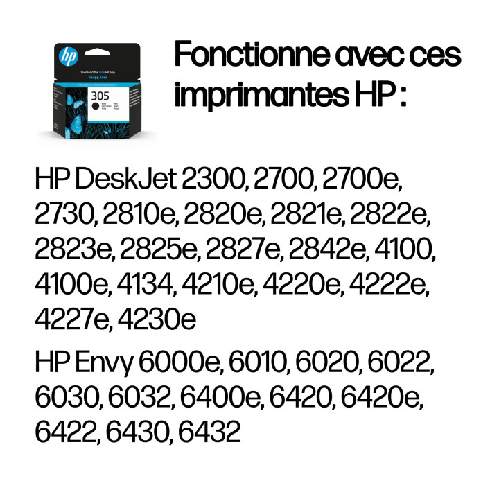 HP Cartouche d’encre noire 305 authentique — vue 2