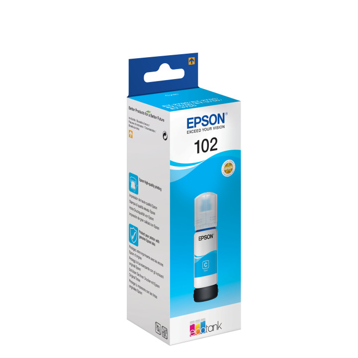 Epson 102 EcoTank Cyan ink bottle — vue 1