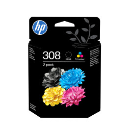 HP 308 Pack de 2 cartouches d’encre authentiques Noir/Trois couleurs — vue 1