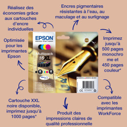 Epson Pen and crossword Singlepack Black 16XL DURABrite Ultra Ink — vue 1