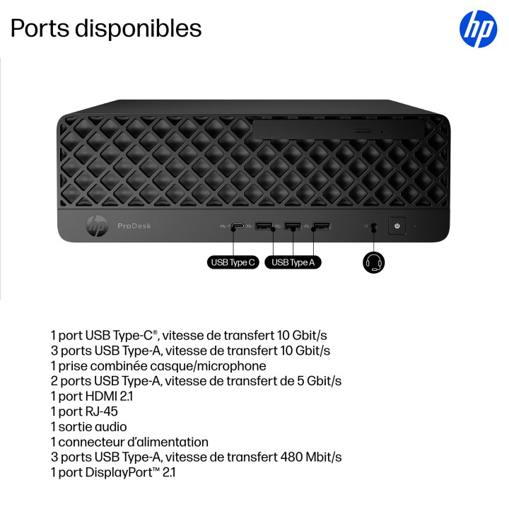 HP ProDesk 4 SFF G1i Desktop AI PC Intel Core Ultra 5 225 24 Go DDR5-SDRAM 512 Go SSD Windows 11 Pro Noir — vue 3