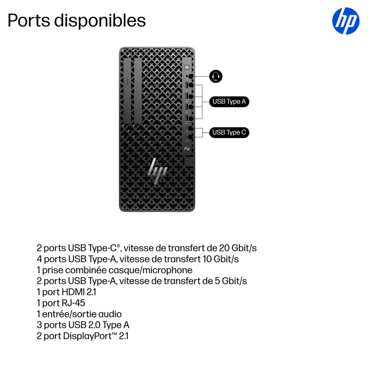 HP Z1 Tower G1i Intel Core Ultra 7 265 16 Go DDR5-SDRAM 512 Go SSD NVIDIA RTX A400 Windows 11 Pro Station de t — vue 4