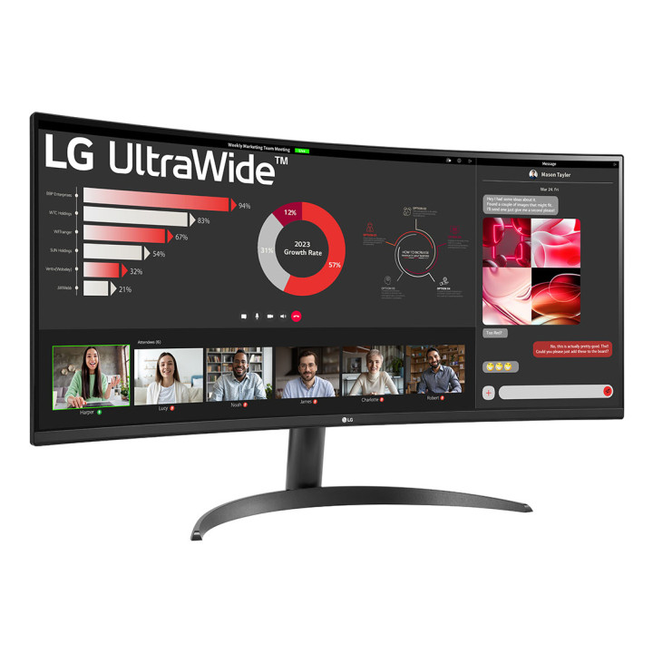 LG 34WR50QK-B écran plat de PC 86,4 cm (34") 3440 x 1440 pixels Wide Quad HD Noir — vue 3