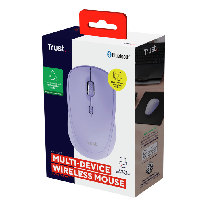Trust Yvi+ souris Universel Ambidextre RF sans fil + Bluetooth Optique 1600 DPI — vue 5