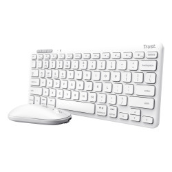 Trust Lyra — Ensemble clavier et souris sans fil récepteur USB/Bluetooth, blanc