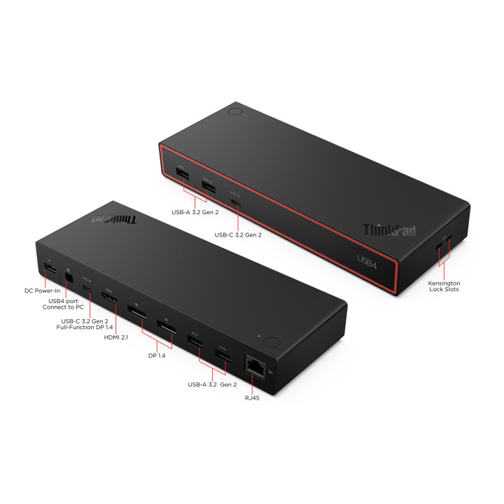 Lenovo ThinkPad USB4 Dock 5000 (with 135W Adapter) Avec fil Noir — vue 5